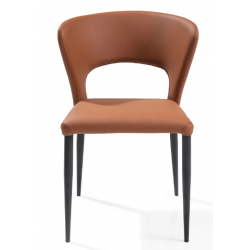 Pari Dining Chair - Tan CPU / Black Legs - Daelce and Zo